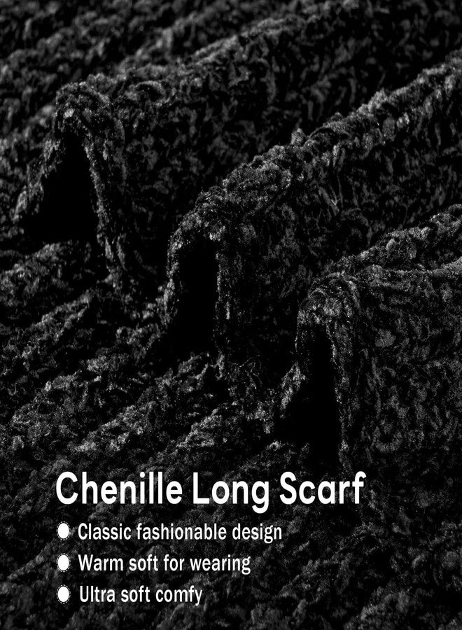 FANCY WELL Scarf for Women Winter - Chunky Scarf Oversized Chenille,Soft Long Scarves for Cold Weather,Gifts for Women,Black - Image 2